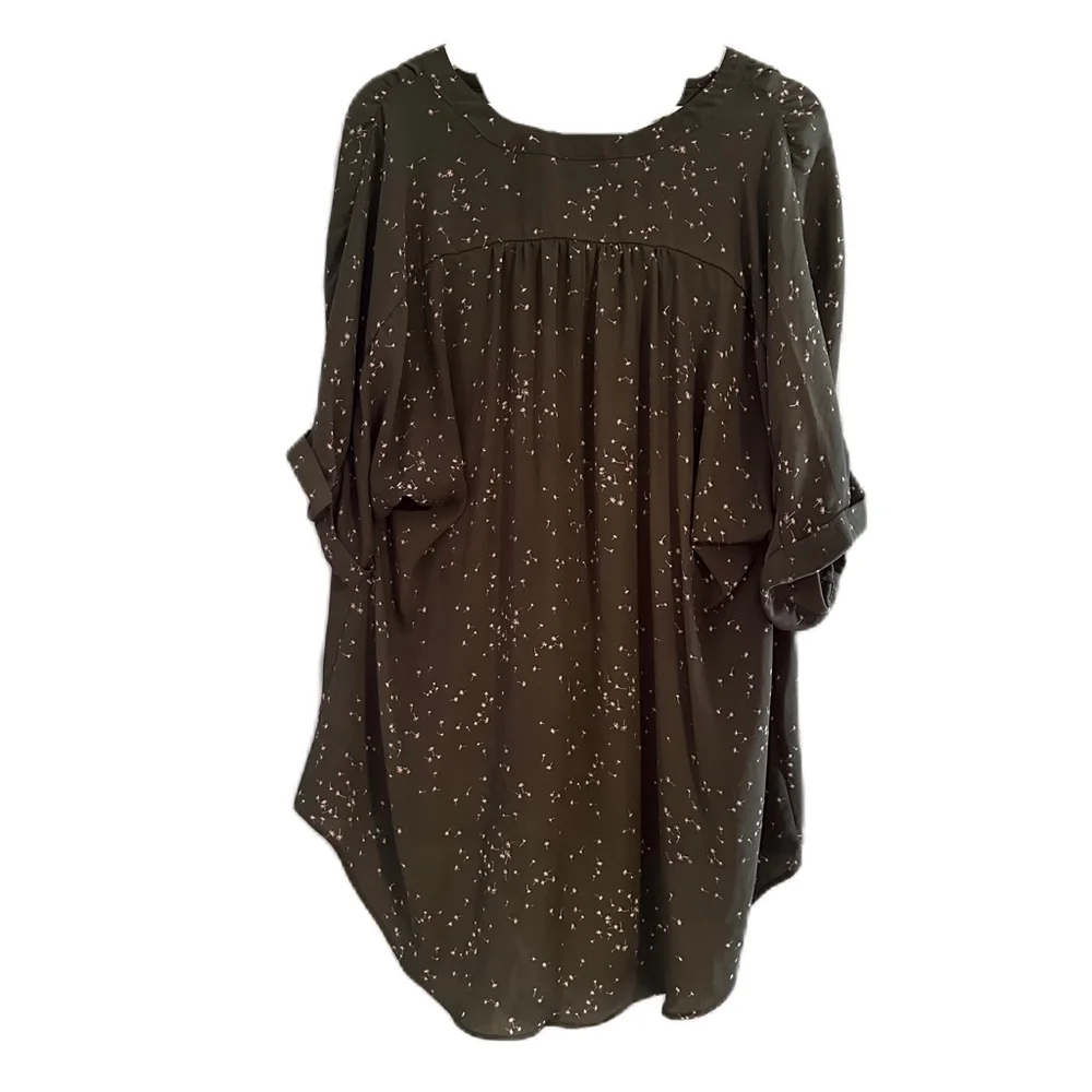 A.N.A A New Approach Women’s V-Neck Olive Green Dandelion Blouse Size‎ XL - Picture 15 of 15